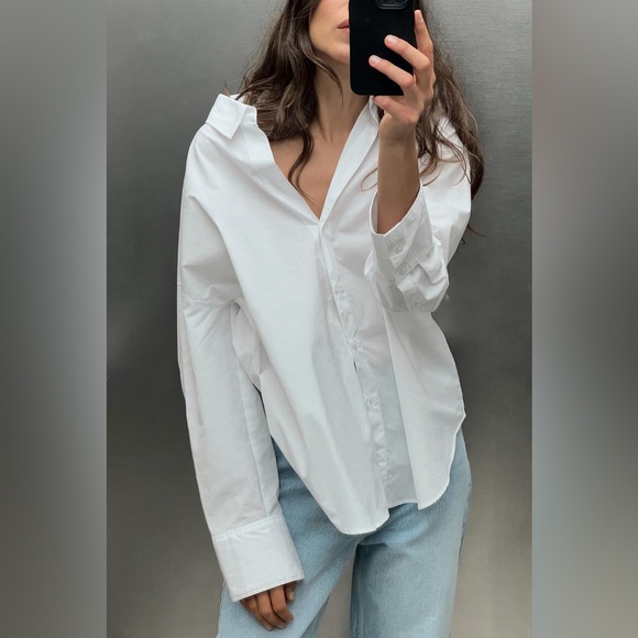 ZARA Poplin Shirt (White) - Picture 1 of 10